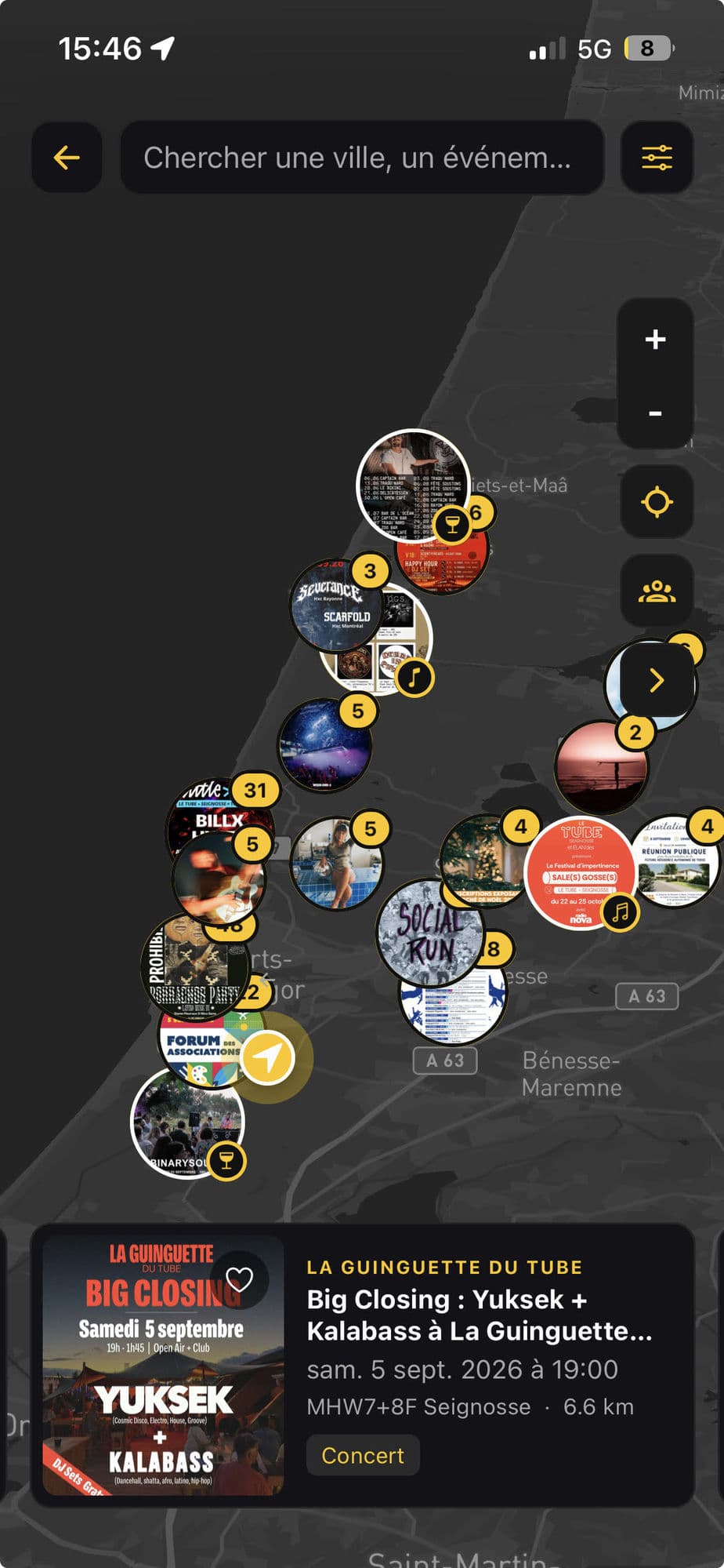 Event map in the BeeHive app